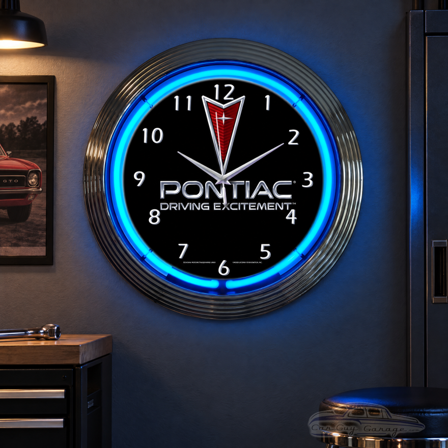 Pontiac Neon Clock, Blue Driving Excitement 15 Inch