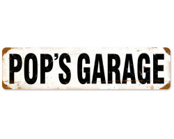 Pop's Garage Metal Sign - 5" x 20"