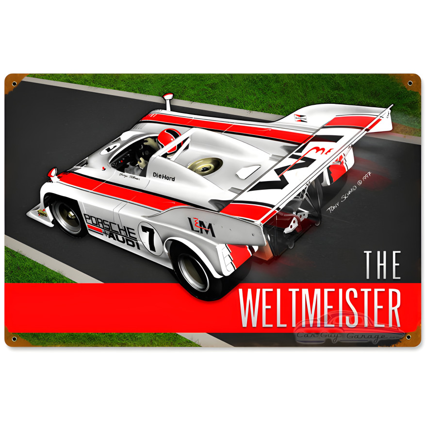 Porsche Weltmeister Metal Sign - 18" x 12"