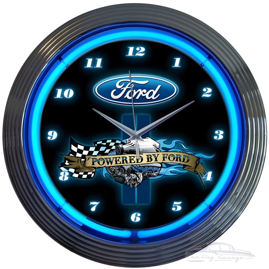 Powered by Ford Neon Clock Powered by Ford Neon Clock
