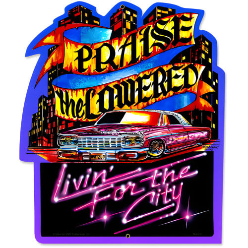 Praise Lowered Metal Sign - 15" x 17"