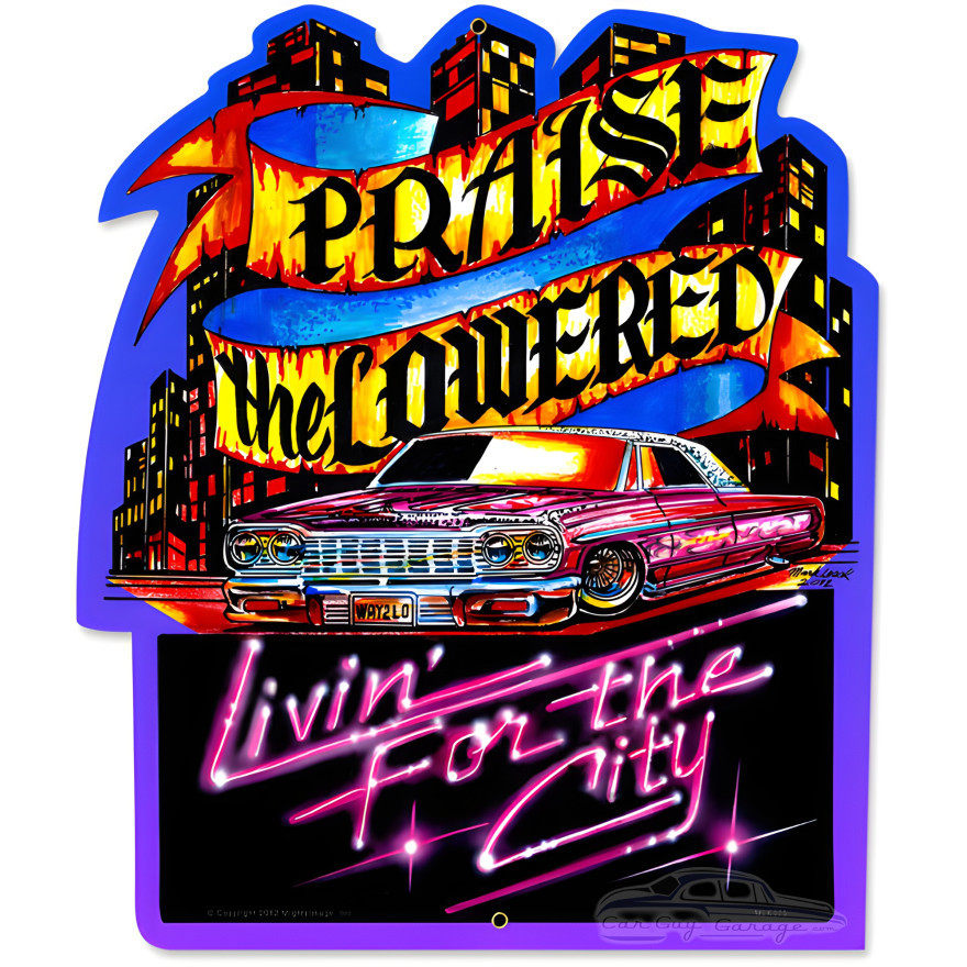 Praise Lowered Metal Sign - 15" x 17"