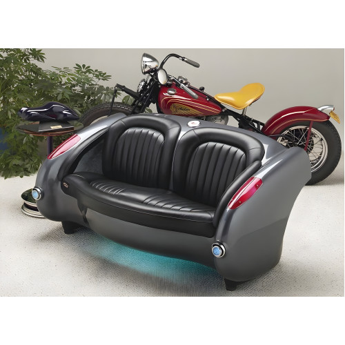 1957 Gunmetal Gray Corvette with Black Leather Couch