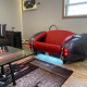 Metallic Silver Cobra with Red Leather Couch