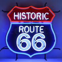 Historic Route 66 Neon Shield Sign - 24" x 24"