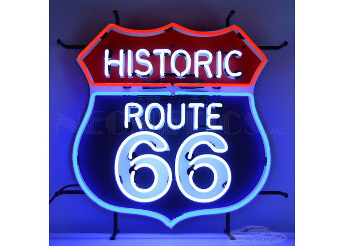 Historic Route 66 Neon Sign With Backing