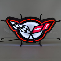 Chevrolet C5 Corvette Crossed Flags Neon Sign - 24" x 13"