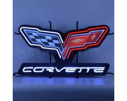 Corvette C6 Flags Neon Sign With Backing