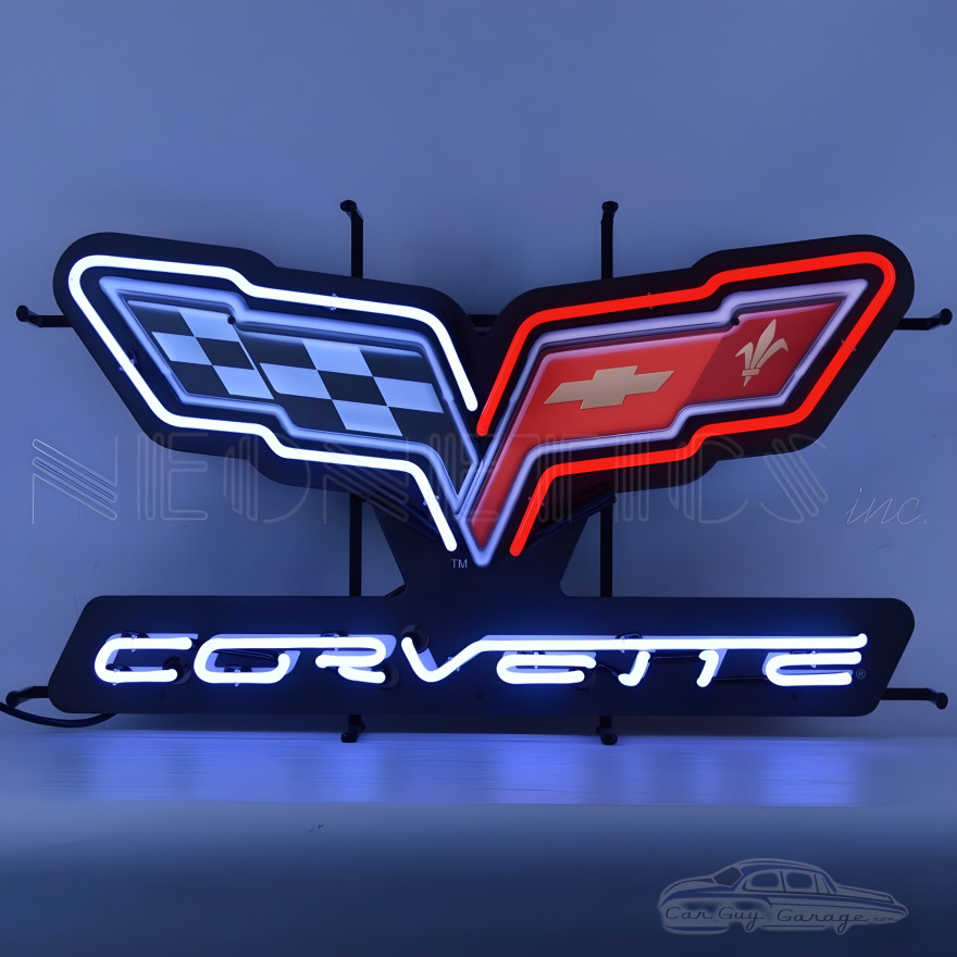 Corvette C6 Flags Neon Sign With Backing Corvette C6 Flags Neon Sign With Backing