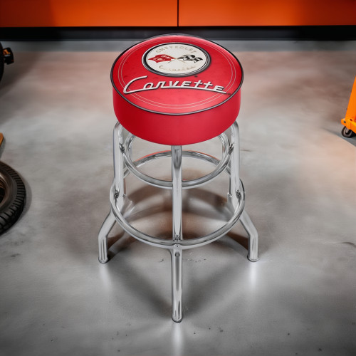 Corvette C1 Red Padded Shop Stool