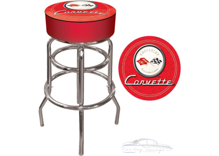 Corvette C1 Red Padded Shop Stool