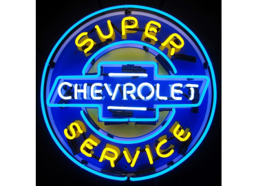 CHEVROLET SUPER SERVICE ROUND  SIGN AUTO TRUCK GARAGE MAN CAVE GAME ROOM CHEVY 