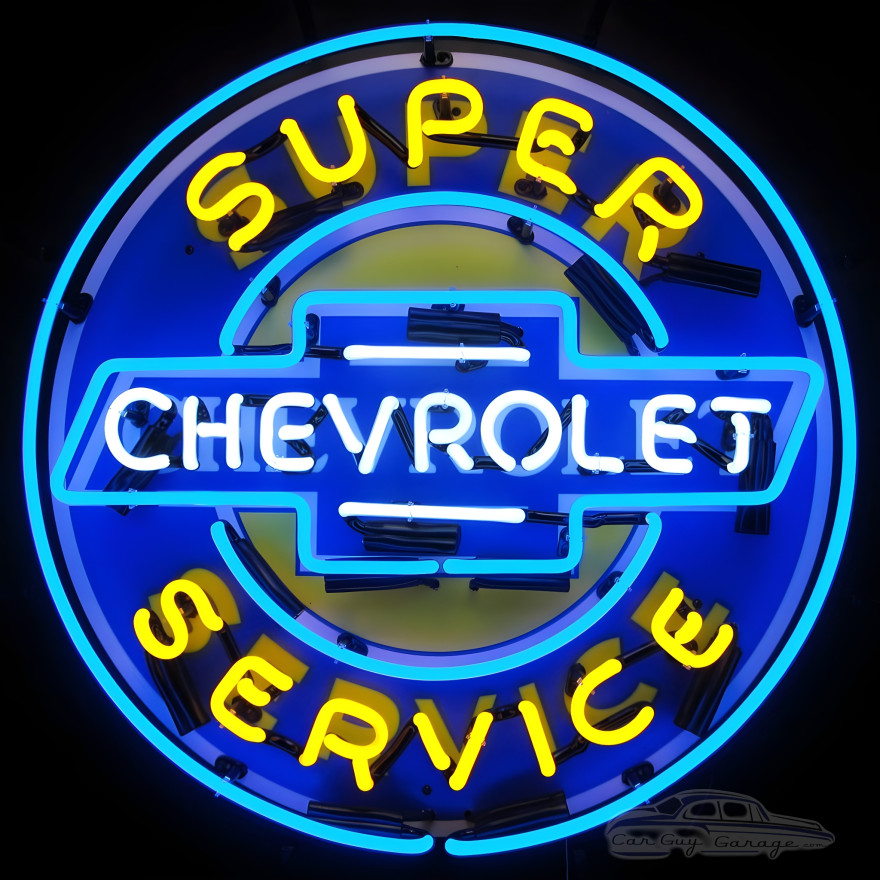 Super Chevy Service Neon Sign With Backing Super Chevy Service Neon Sign With Backing