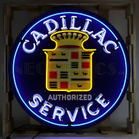 Cadillac Authorized Service Neon Sign - 36" Round