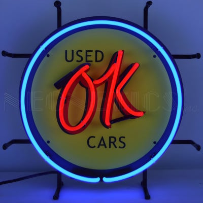OK Used Cars Neon Sign - Chevrolet Garage Decor