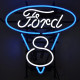 Ford V8 Blue And White Neon Sign