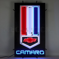 Chevy Camaro Red White Blue Bowtie Neon Sign - 19" x 33"