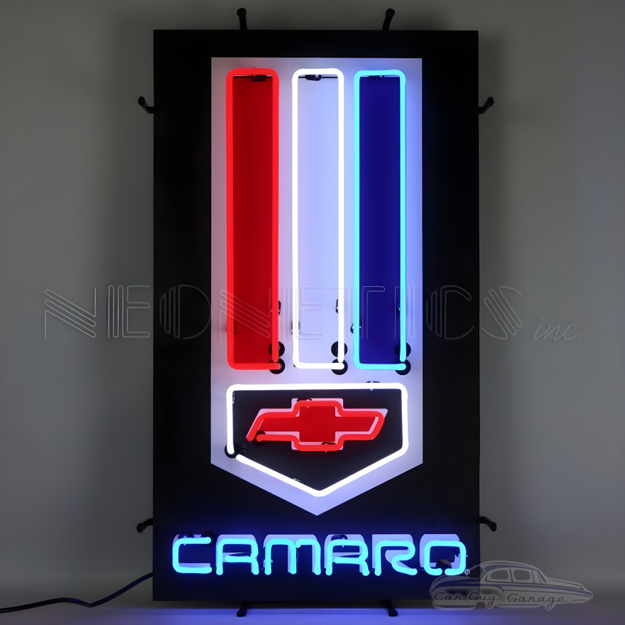 Camaro Red, White And Blue Vertical Neon Sign Camaro Red, White And Blue Vertical Neon Sign