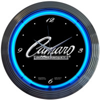 Chevrolet Camaro Neon Wall Clock, Blue Neon, GM Licensed - 15" Round