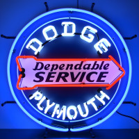 Dodge Plymouth Dependable Service Neon Sign - 24" Round