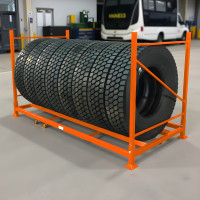 On-Tread Stackable Folding Truck and Bus Tire Rack, 8 Tires, 1750 lb