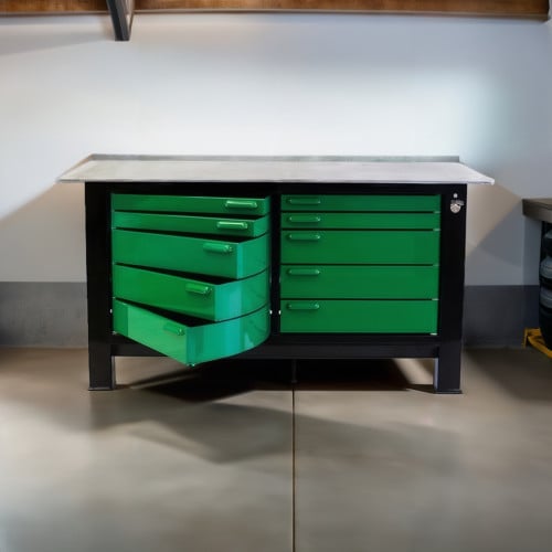 Two Bay 6 Foot Long Steel Workbench