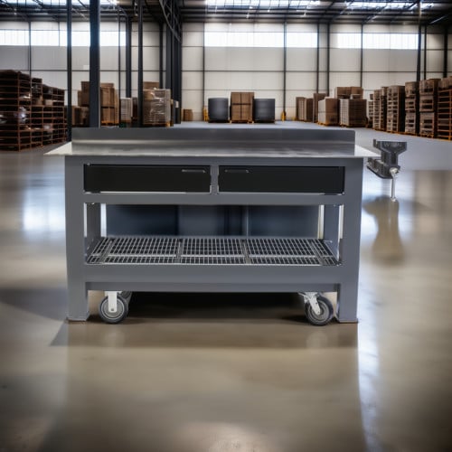 Two Drawer 6 Foot Long Steel Workbench