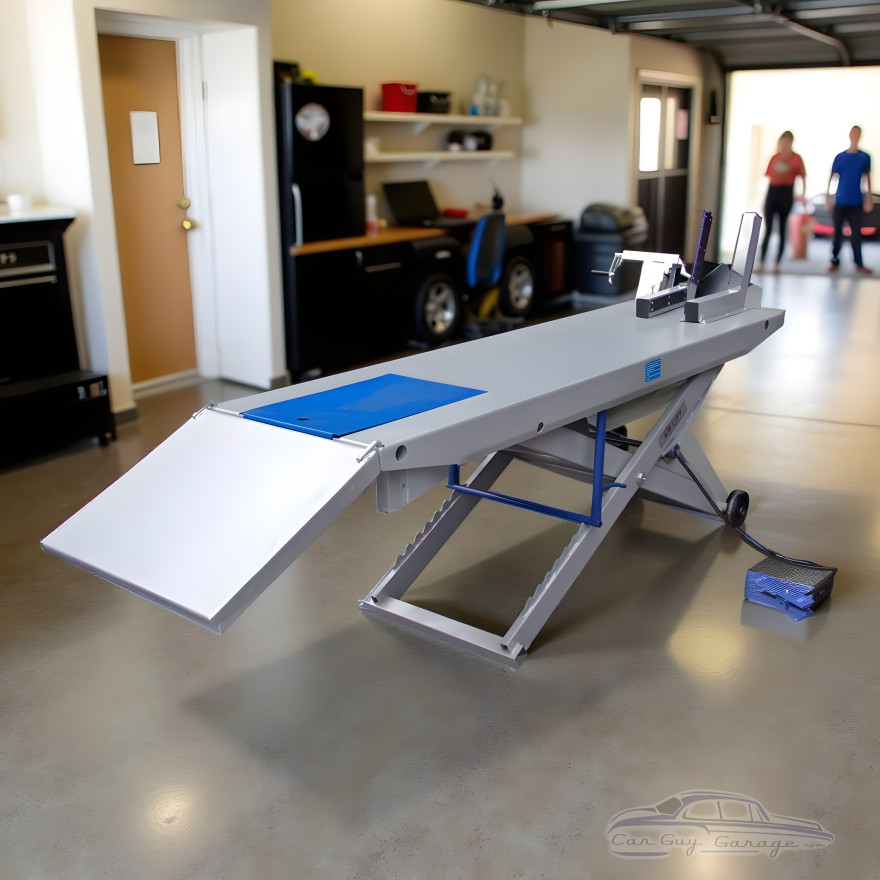 Pneumatic Motorcycle Lift Table with Wheel Vise, 1,000 lb
