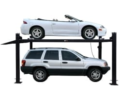 8,000 lb Four Post Deluxe Storage Car Lift with Extended Length and Height