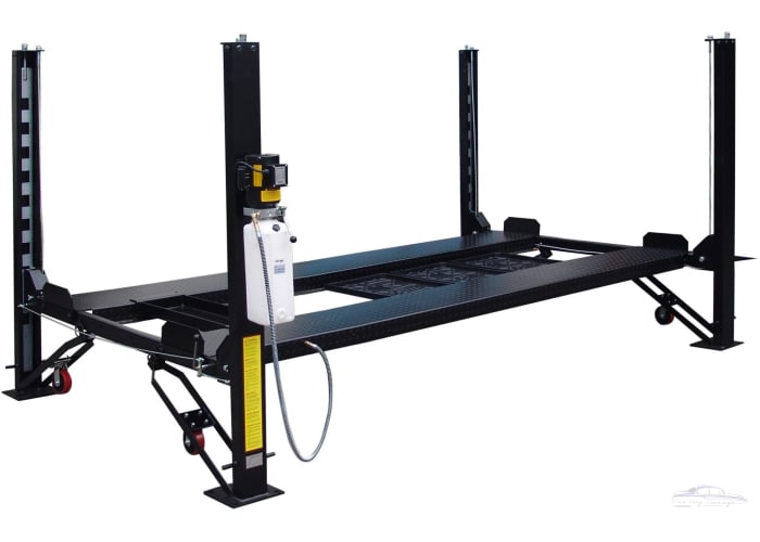 9,000 lb Four Post Deluxe Storage Car Lift with Extended Length and Height