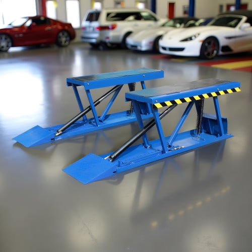 Low Rise Car Scissor Lift - 6,600 lb Floor Mount, Air Lock Release