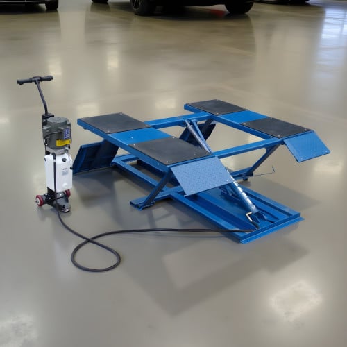 6000 lb Low-Rise Scissor Pad Car Lift with 115V Mobile Power Unit