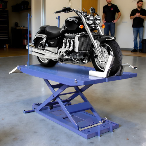 1,500 lb Motorcycle Lift Table with Vise and Side Extensions