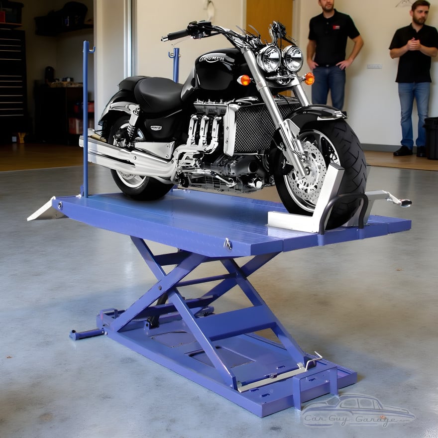 1,500 lb Motorcycle Lift Table with Vise and Side Extensions