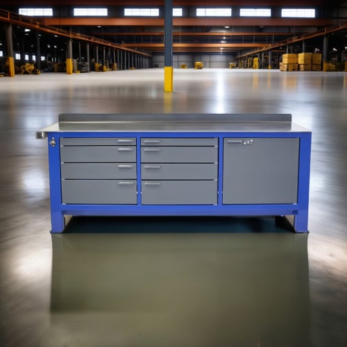 Three Bay 8 Foot Long Steel Workbench
