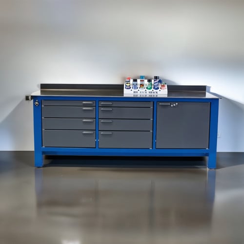 Three Bay 8 Foot Long Steel Workbench