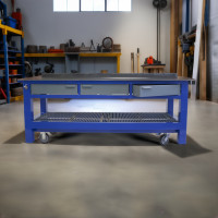 8-Foot Heavy-Duty Steel Workbench, 3 Drawers, 3/8 in. Plate Top