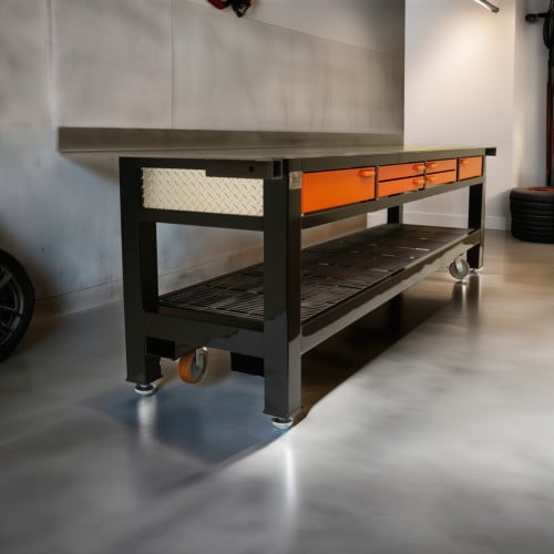 Four Drawer 12 Foot Long Steel Workbench