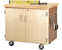 Solid Maple 36"W x 24"D x 36-1/2"H Mobile Garage Cabinet