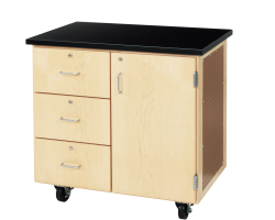 Solid Maple 36"W x 24"D x 36"H Mobile Garage Cabinet