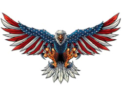 Eagle with US Flag Wing Spread Metal Sign - 42" x 25"