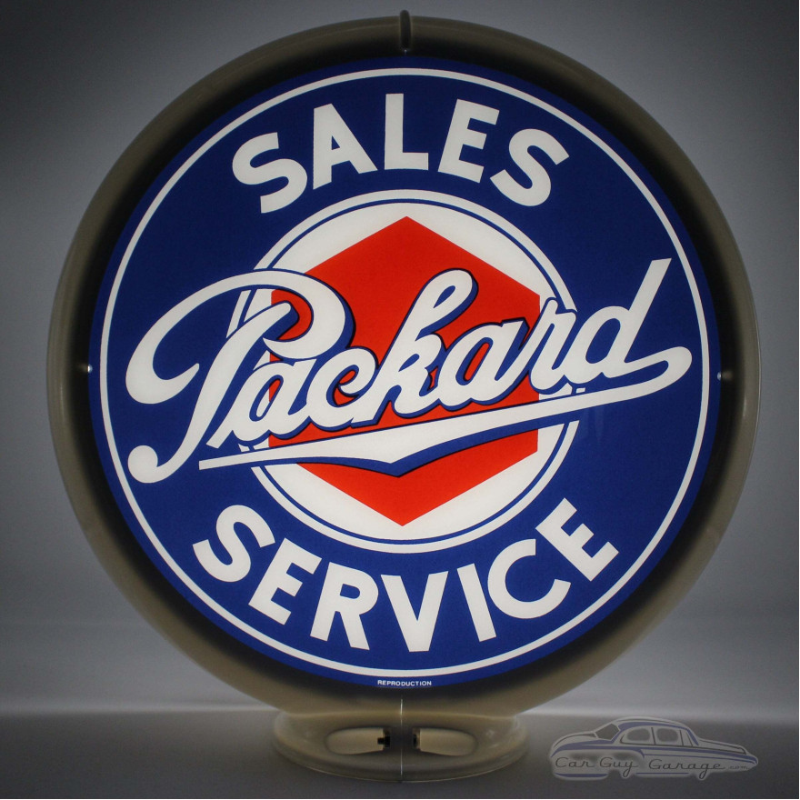 Packard Sales & Service Glass Gas Pump Globe Lamp Packard Sales & Service Glass Gas Pump Globe Lamp