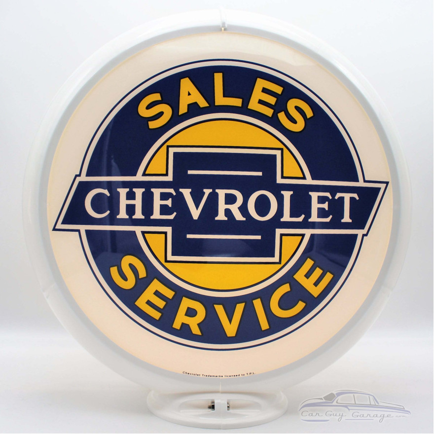 Chevrolet Sales & Service Glass Gas Pump Globe Lamp Chevrolet Sales & Service Glass Gas Pump Globe Lamp