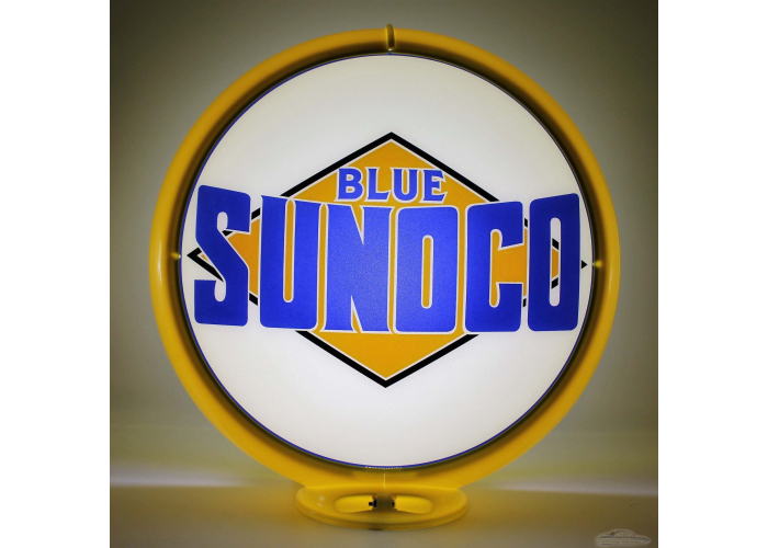 Sunoco Blue Pre-1941 Black Diamond Glass Gas Pump Globe Lamp