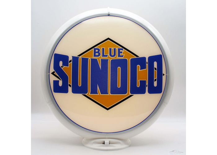 Sunoco Blue Pre-1941 Black Diamond Glass Gas Pump Globe Lamp