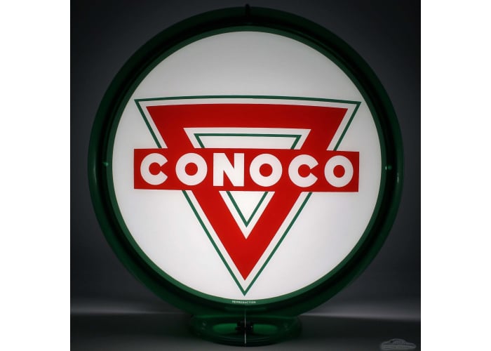 Conoco Red Triangle Glass Gas Pump Globe Lamp