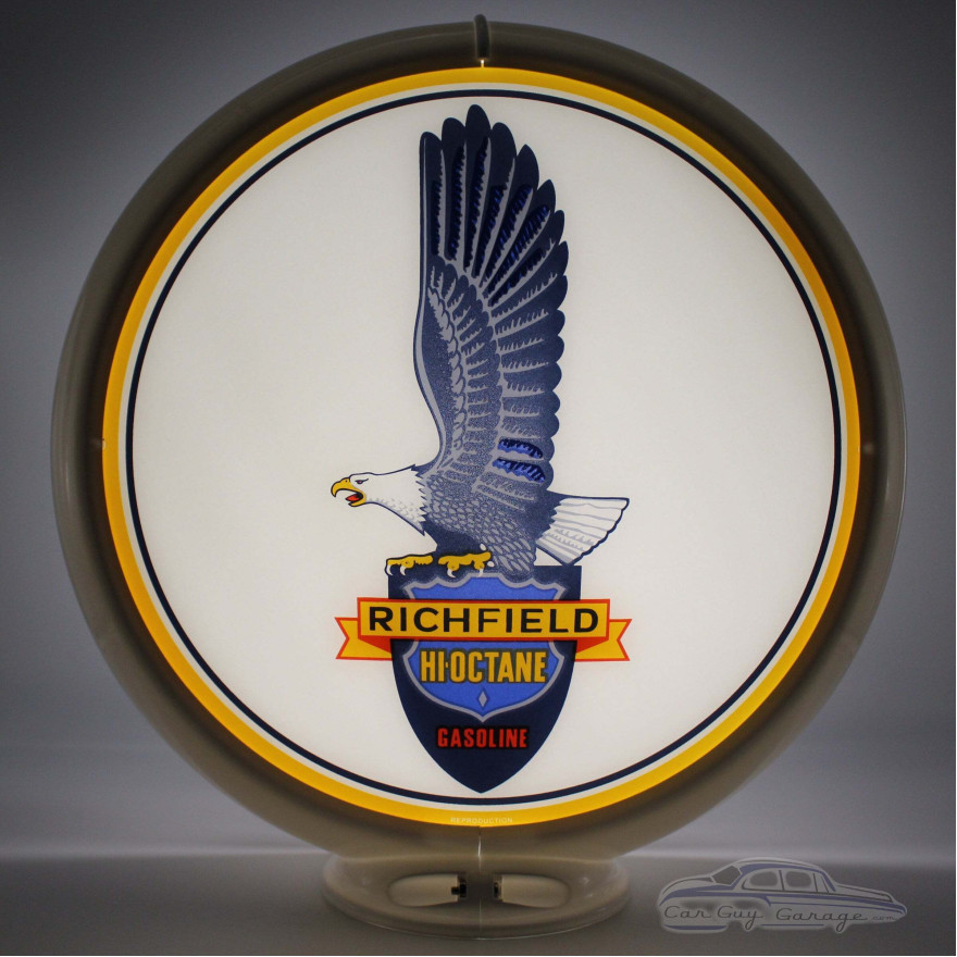 Richfield Hi-Octane Large Eagle Glass Gas Pump Globe Lamp Richfield Hi-Octane Large Eagle Glass Gas Pump Globe Lamp