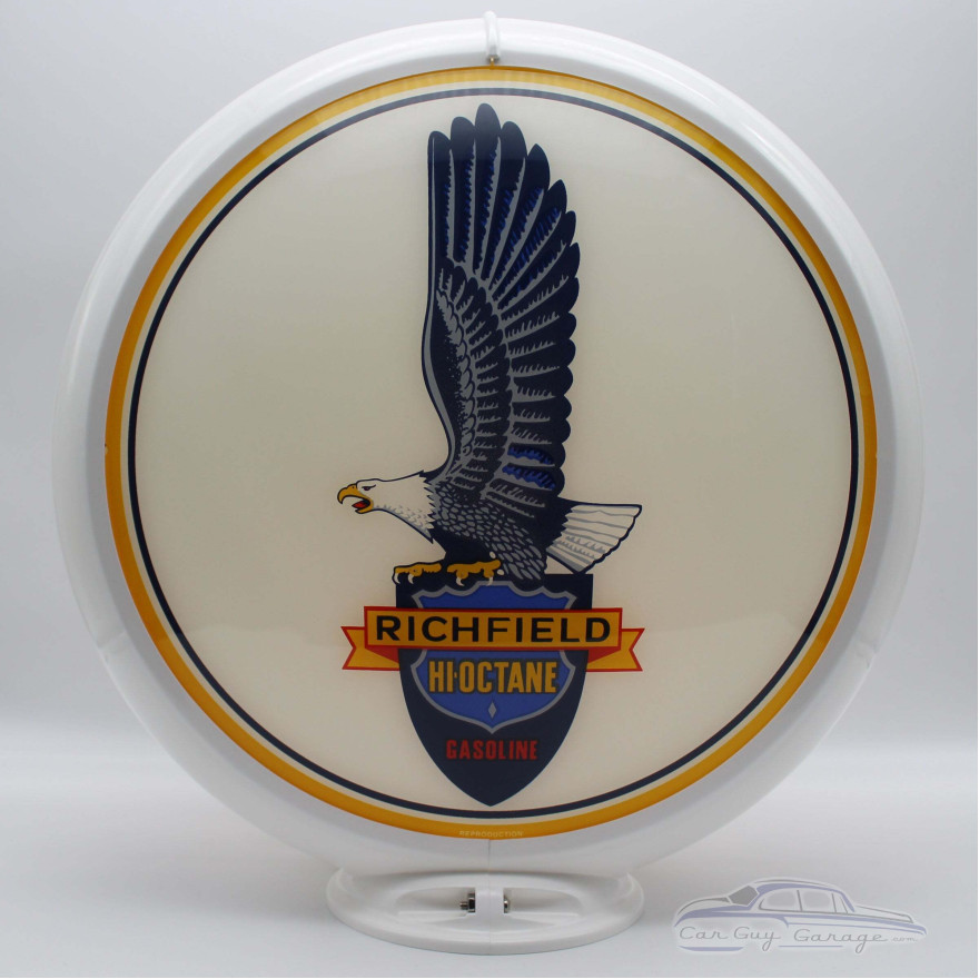 Richfield Hi-Octane Large Eagle Glass Gas Pump Globe Lamp Richfield Hi-Octane Large Eagle Glass Gas Pump Globe Lamp