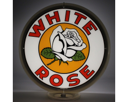 White Rose Flower Glass Gas Pump Globe Lamp
