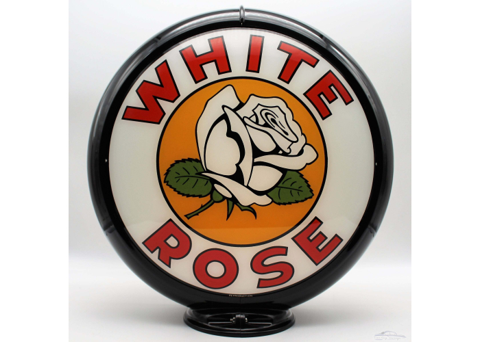 White Rose Flower Glass Gas Pump Globe Lamp